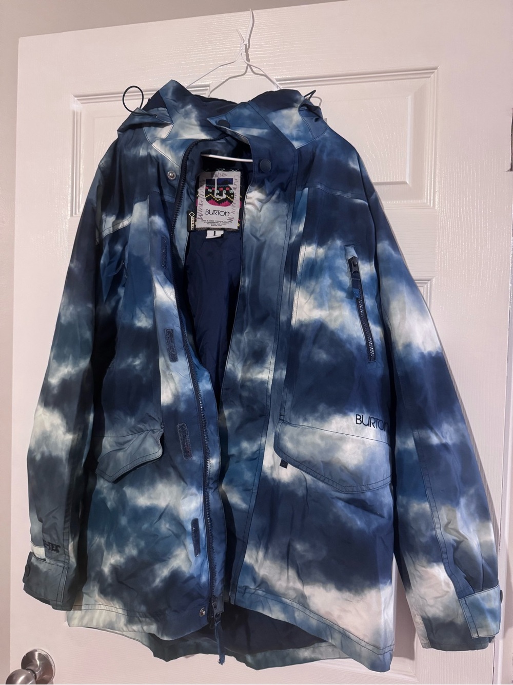Burton Blue and White Tie-Dye Snow Jacket